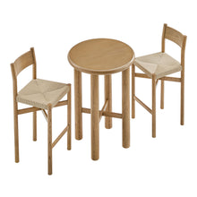 Load image into Gallery viewer, Alvia 3-Piece Round Oak Wood Bar Table With Bar Stools Set by Modway