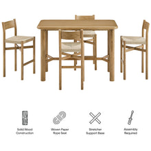 Load image into Gallery viewer, Alvia 5-Piece Rectangular Oak Wood Bar Table With Bar Stools Set by Modway