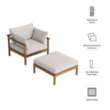 Load image into Gallery viewer, Eleni 2-Piece Outdoor Patio Teak Wood Armchair and Ottoman Set by Modway