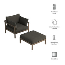 Load image into Gallery viewer, Eleni 2-Piece Outdoor Patio Teak Wood Armchair and Ottoman Set by Modway