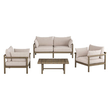 Load image into Gallery viewer, Eleni 4-Piece Outdoor Patio Teak Wood Sofa Set by Modway
