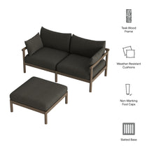 Load image into Gallery viewer, Eleni 2-Piece Outdoor Patio Teak Wood Loveseat with Ottoman Set by Modway