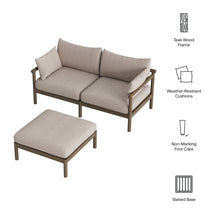 Load image into Gallery viewer, Eleni 2-Piece Outdoor Patio Teak Wood Loveseat with Ottoman Set by Modway