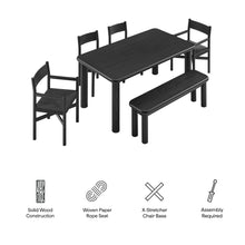 Load image into Gallery viewer, Alvia 6-Piece Oak Wood Dining Table and Seating Set by Modway
