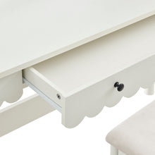 Load image into Gallery viewer, Emmeline Scalloped Makeup Vanity Desk With LED Mirror and Stool by Modway