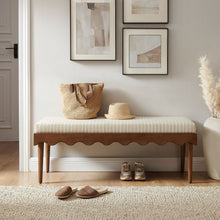 Load image into Gallery viewer, Mirette Scalloped Edge Striped Accent Bench by Modway