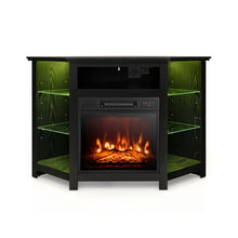Load image into Gallery viewer, Fireplace Corner TV Stand with LED Lights and Smart APP Control for 50 Inches TV-Black