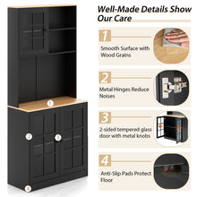 Load image into Gallery viewer, 72 Inch Freestanding Pantry Cabinet with Hutch and Adjustable Shelf-Black