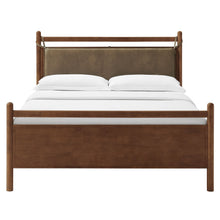 Load image into Gallery viewer, Leni Queen Size Vegan Leather and Wood Platform Bed Frame by Modway