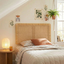Load image into Gallery viewer, Sandy Wall Mounted Wood and Rattan Twin Size Headboard by Modway