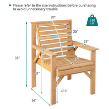 Load image into Gallery viewer, Outdoor Solid Fir Wood Chair with Inclined Backrest