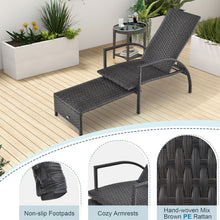 Load image into Gallery viewer, Patio Chaise Lounge Outdoor Rattan Lounge Chair with Retractable Ottoman