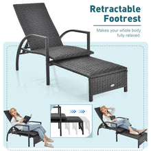 Load image into Gallery viewer, Patio Chaise Lounge Outdoor Rattan Lounge Chair with Retractable Ottoman