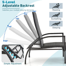 Load image into Gallery viewer, Patio Chaise Lounge Outdoor Rattan Lounge Chair with Retractable Ottoman