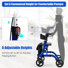Load image into Gallery viewer, Folding Aluminum Rollator Walker with 8 inch Wheels and Seat-Blue