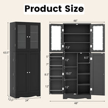 Load image into Gallery viewer, Tall Kitchen Pantry Cabinet with Dual Tempered Glass Doors and Shelves-Black