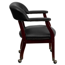 Load image into Gallery viewer, Black Vinyl Luxurious Conference Chair with Accent Nail Trim and Casters