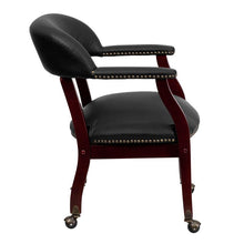 Load image into Gallery viewer, Black LeatherSoft Conference Chair with Accent Nail Trim and Casters
