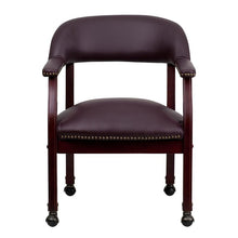 Load image into Gallery viewer, Burgundy LeatherSoft Conference Chair with Accent Nail Trim and Casters