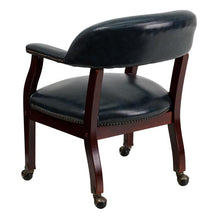 Load image into Gallery viewer, Navy Vinyl Luxurious Conference Chair with Accent Nail Trim and Casters