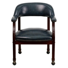 Load image into Gallery viewer, Navy Vinyl Luxurious Conference Chair with Accent Nail Trim and Casters