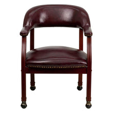 Load image into Gallery viewer, Oxblood Vinyl Luxurious Conference Chair with Accent Nail Trim and Casters