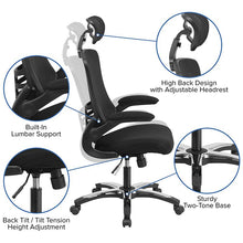 Load image into Gallery viewer, High-Back Black Mesh Swivel Executive Office Chair and Adjustable Headrest