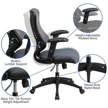 Load image into Gallery viewer, High Back Designer Gray Mesh Executive Swivel Office Chair with Adjustable Arms