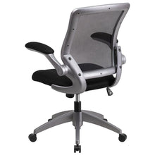 Load image into Gallery viewer, Mid-Back Black Mesh Swivel Task Office Chair with Gray Frame and Flip-Up Arms