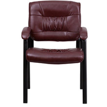 Load image into Gallery viewer, Burgundy LeatherSoft Executive Side Reception Chair with Black Metal Frame