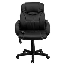 Load image into Gallery viewer, Mid-Back Ergonomic Massaging Black Executive Swivel Office Chair with Arms