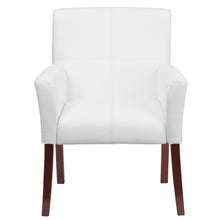 Load image into Gallery viewer, White LeatherSoft Executive Side Reception Chair with Mahogany Legs