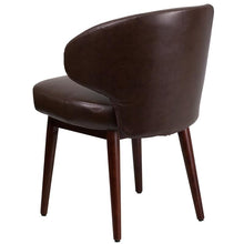 Load image into Gallery viewer, Comfort Back Brown LeatherSoft Side Reception Chair with Walnut Legs