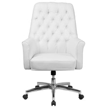 Load image into Gallery viewer, Mid-Back White LeatherSoft Executive Swivel Office Chair with Arms