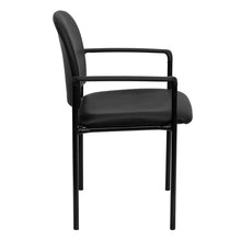 Load image into Gallery viewer, Comfort Black Vinyl Stackable Steel Side Reception Chair with Arms