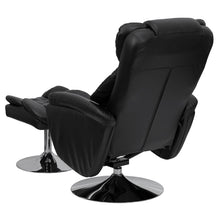 Load image into Gallery viewer, Multi-Position Recliner and Ottoman with Chrome Base in Black LeatherSoft