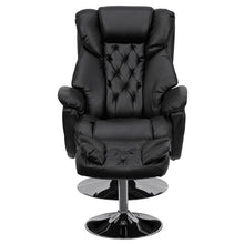Load image into Gallery viewer, Multi-Position Recliner and Ottoman with Chrome Base in Black LeatherSoft