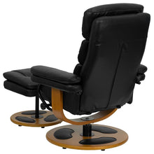 Load image into Gallery viewer, Recliner and Ottoman with Wood Base in Black LeatherSoft