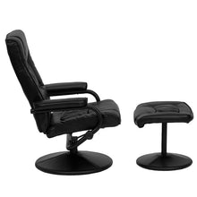 Load image into Gallery viewer, Recliner and Ottoman with Wrapped Base in Black LeatherSoft