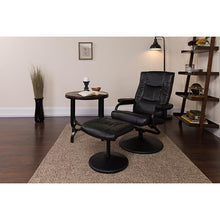 Load image into Gallery viewer, Recliner and Ottoman with Wrapped Base in Black LeatherSoft