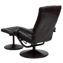 Load image into Gallery viewer, Recliner and Ottoman with Wrapped Base in Brown LeatherSoft