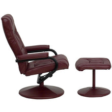 Load image into Gallery viewer, Recliner and Ottoman with Wrapped Base in Burgundy LeatherSoft