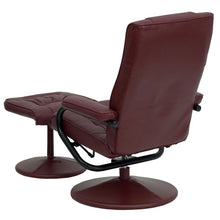 Load image into Gallery viewer, Recliner and Ottoman with Wrapped Base in Burgundy LeatherSoft