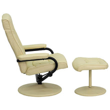 Load image into Gallery viewer, Recliner and Ottoman with Wrapped Base in Cream LeatherSoft