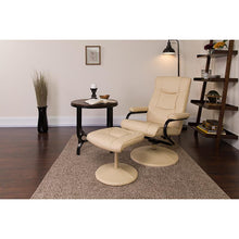 Load image into Gallery viewer, Recliner and Ottoman with Wrapped Base in Cream LeatherSoft