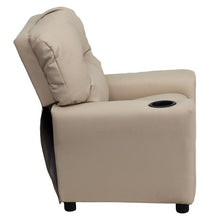 Load image into Gallery viewer, Contemporary Beige Vinyl Kids Recliner with Cup Holder