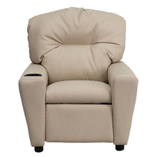 Load image into Gallery viewer, Contemporary Beige Vinyl Kids Recliner with Cup Holder