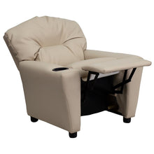 Load image into Gallery viewer, Contemporary Beige Vinyl Kids Recliner with Cup Holder