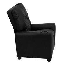Load image into Gallery viewer, Contemporary Black LeatherSoft Kids Recliner with Cup Holder
