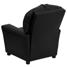 Load image into Gallery viewer, Contemporary Black LeatherSoft Kids Recliner with Cup Holder